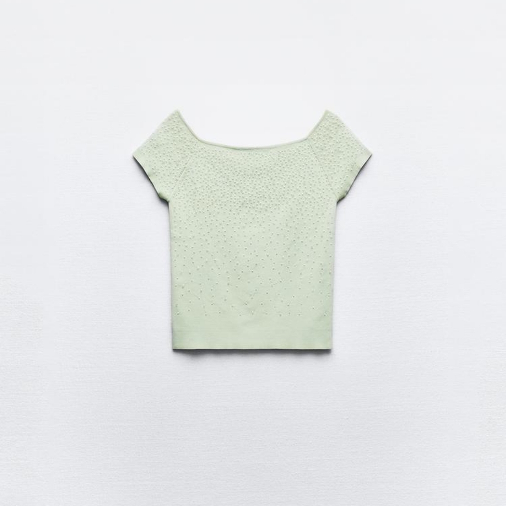 ZARA LIMITED EDITION BEADED KNIT TOP - Picture 3 of 5
